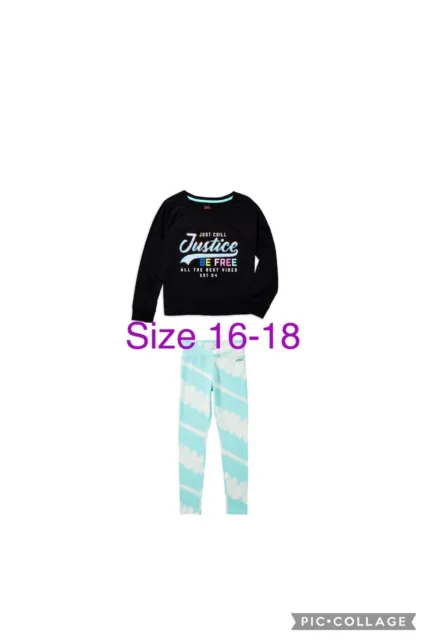 Justice Girl's Size 16-18 Printed Leggings & Long Sleeve Tee New with Tags