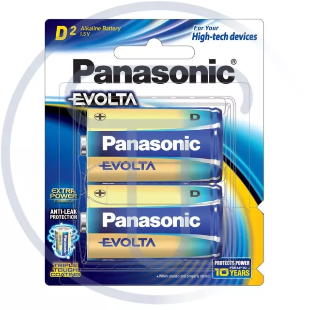 Blister da 2 pile alcaline 1,5V Panasonic "Evolta" - torcia, D, LR20, MN1300