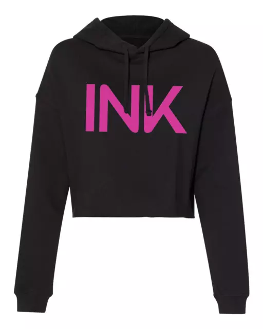 Nuovo InkAddict Donna Inchiostro Corto Cappuccio Nero/Rosa S-L Tattoo Limitata