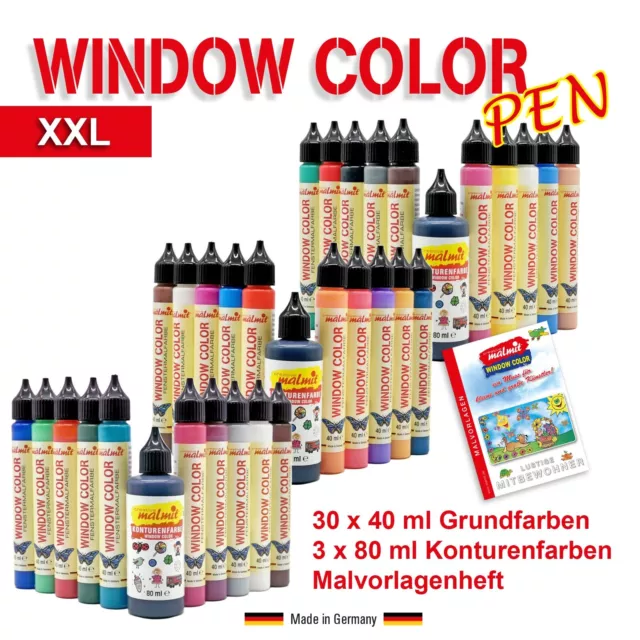 Window Color Pen XXL-Set mit 33 Fenstermalfarben 40ml Fensterfarben Malfarben 2