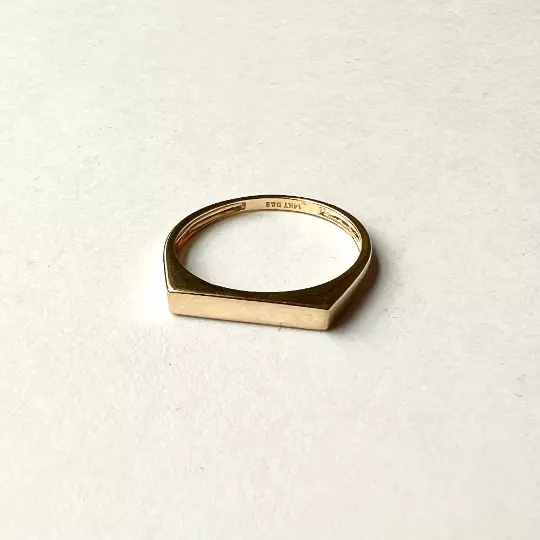 14k Solid Gold Signet Bar Ring | Dainty Rectangle Ring Women | Ring |