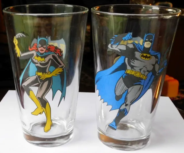 1999 Batman + 2000 Batgirl, Two DC Comics Pint Glasses