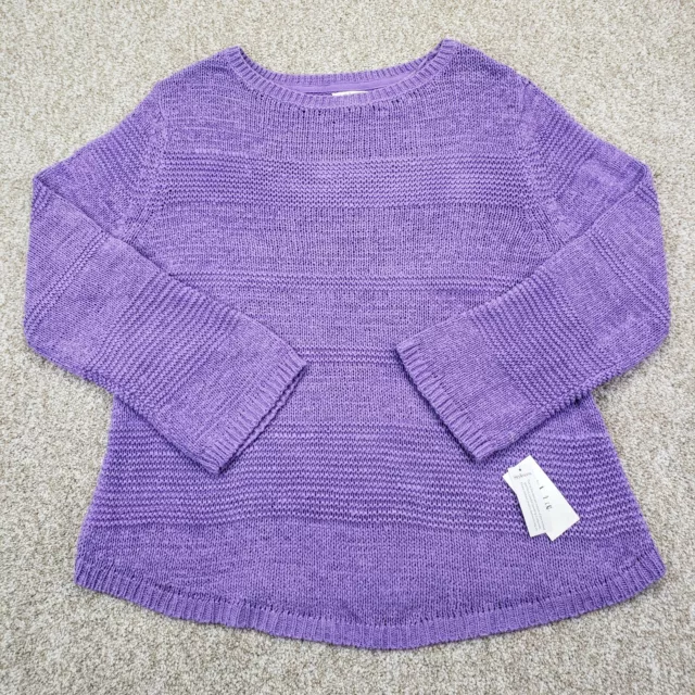 NEW Style&co Extra Large XL Womens Sweater Long Sleeve Round Neck Ribbed Purple