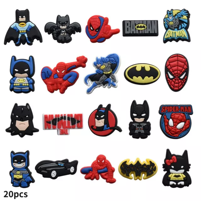 20pcs Spiderman Batman Shoe Charms Bundle Set Accessories for Shoes Sandals
