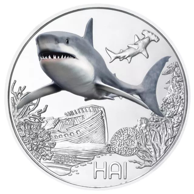 Österreich 3 Euro Tier-Taler - Der Hai (7.) - 2018 hgh