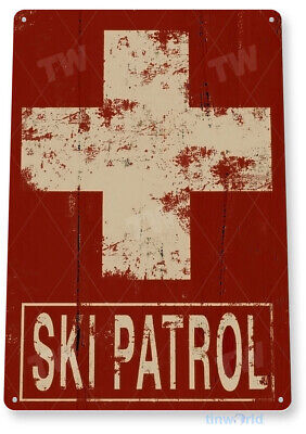 TIN SIGN Ski Patrol Skiing Slopes Diamond Resort Lodge Metal Sign Decor B287