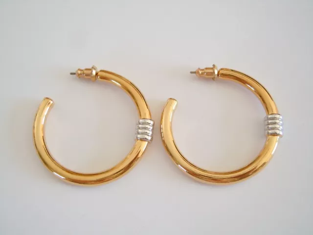 Boucles D'Oreilles Bicolore Bijoux de Mode Creolen 18,8 G / Ø 3,9 CM 2