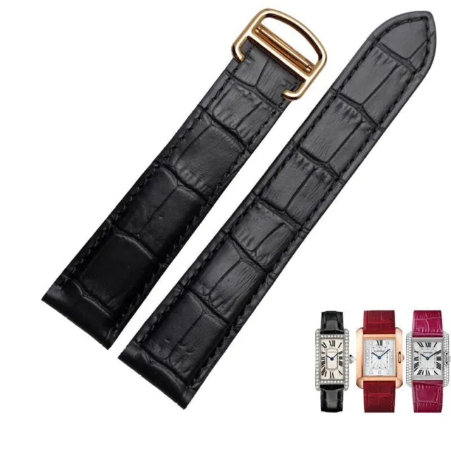 Genuine Leather Watch Band For Cartier Tank Solo 16-25mm Strap Bracelet Replace