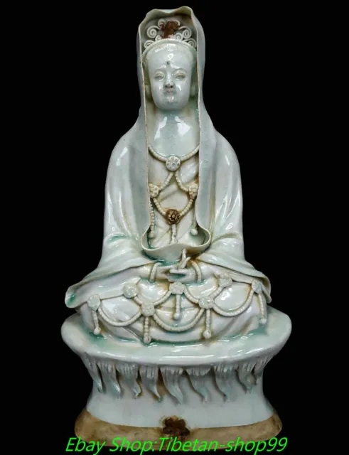 12.9" Old Song Dynasty Hutian Kiln Porcelain Kwan-yin Guan Yin Buddha Statue