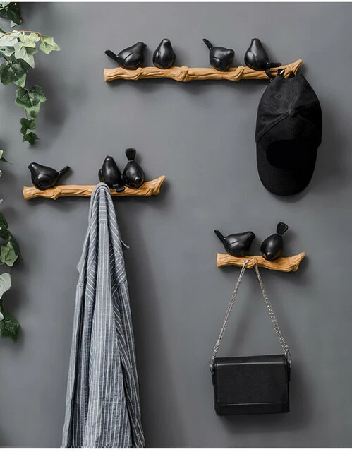 3D Harz Vogel Wandhaken Dekorative Lagerregal Mantel Hut Tasche Kleiderbügel