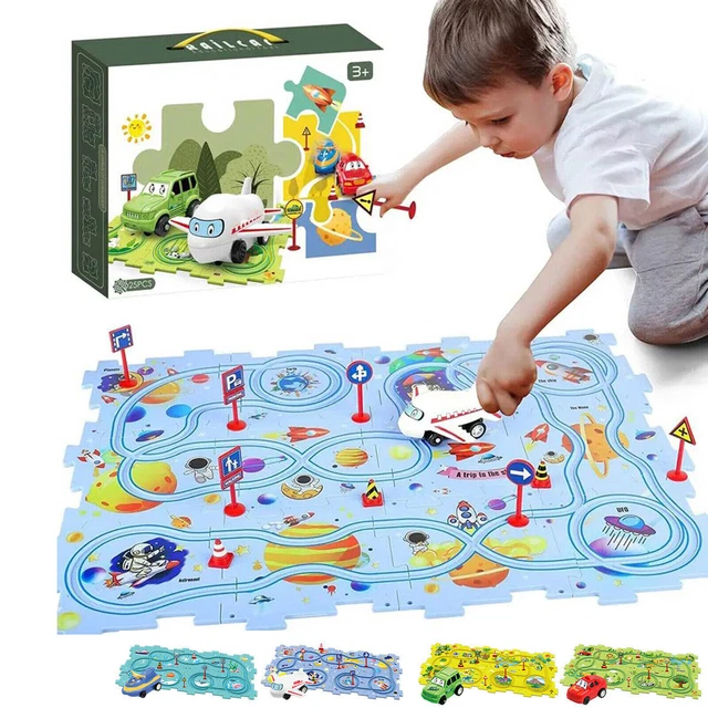 DIY Assembling Electric Trolley Car Track Puzzle Play Set Toys for Kids Ages 2+