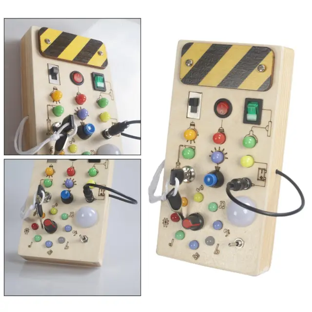 Lights Switch Busy Board Toys with Buttons, Wooden Control Panel Educational