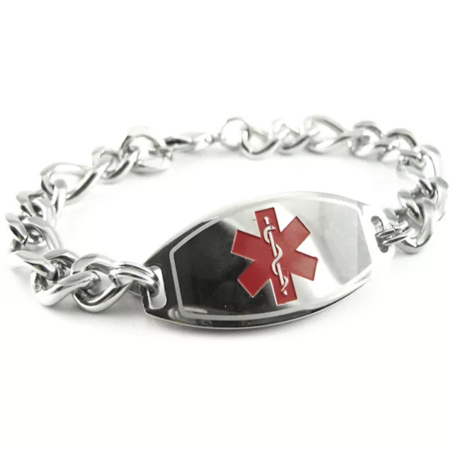 MyIDDr - Mens - Pre Engraved DIABETES TYPE I Medical Bracelet, Free ID Card