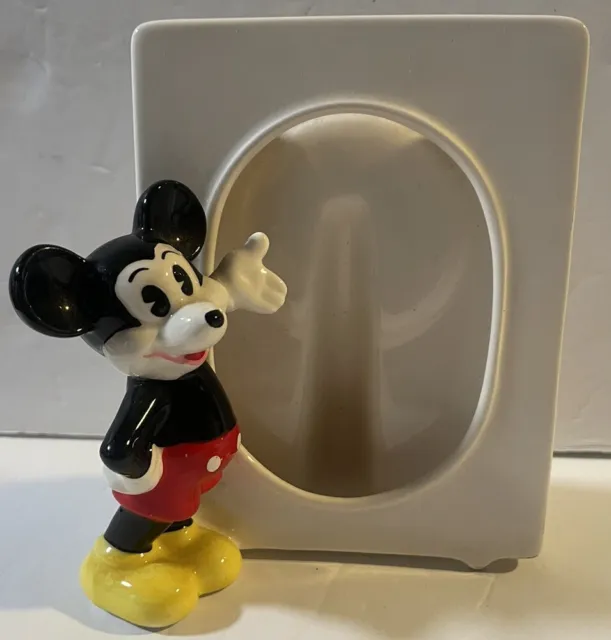VTG Disney 3D Mickey Mouse Ceramic Porcelain Picture Frame Made In Japan 3X5"
