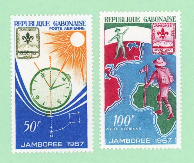 Gabon 2 stamps, SC C56 - C57, Boy Scout World jamboree, 1967,  MNH