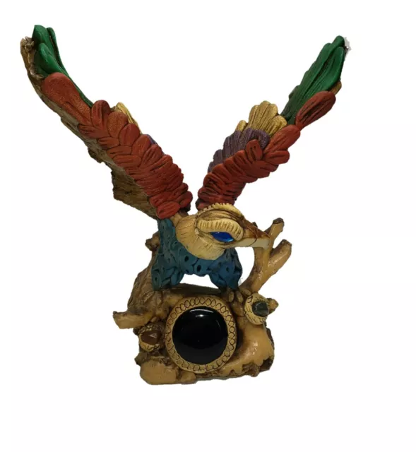 Mexican Maya Aztec Eagle Sculpture Onyx Stone & Gems  Nice