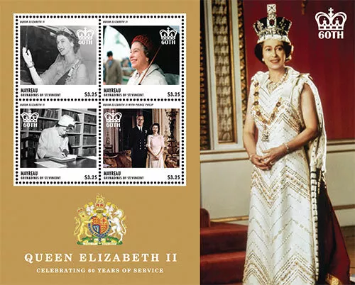 Mayreau 2013 - Queen Elizabeth II Coronation 60th Anniversary - Sheet of 4 - MNH