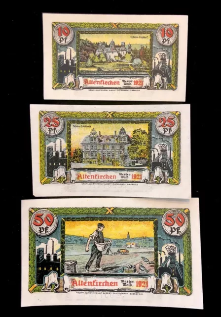 Notgeld Altenkirchen Westerwald  1921 - 10, 20 & 50 Pf.