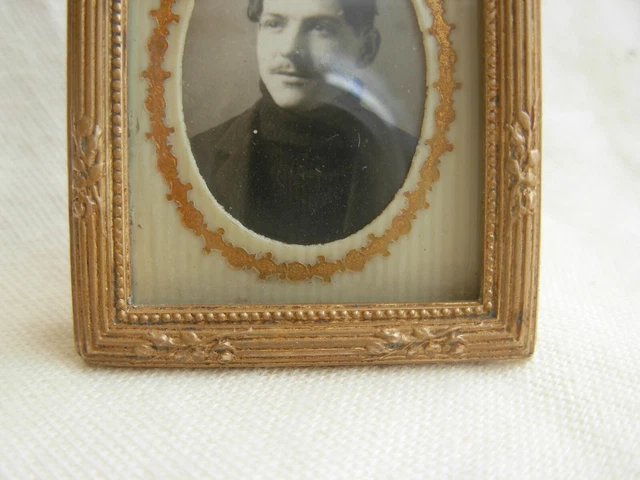 ANTIQUE FRENCH BRONZE BRASS MINIATURE PHOTO FRAME,LOUIS 16 STYLE,LATE 19th. 3