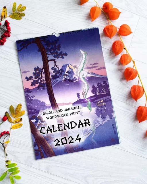 GHIBLI WALL CALENDAR 2024 with Totoro, Chihiro, Princess Mononoke, Haku