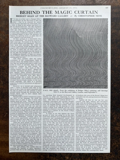 Bridget Riley at The Hayward Gallery - 1971 Press Cutting r448