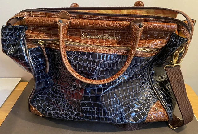 Samantha Brown Navy Brown Faux Croc Weekend Travel Bag