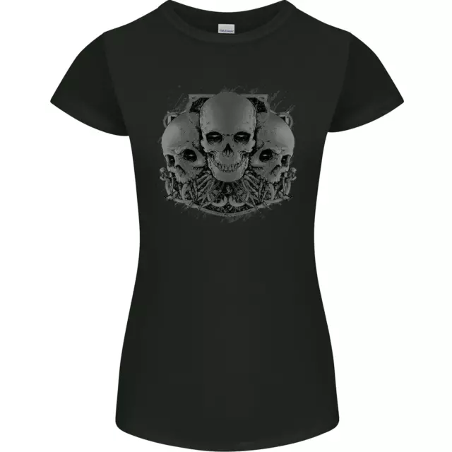 Maglietta Gothic Skulls Biker Motociclo Donna Petite Cut