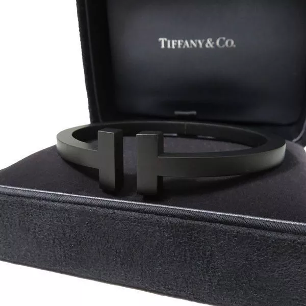 Tiffany & Co. Bangle T Square Stainless Steel Black Coating Used Tiffany & Co.