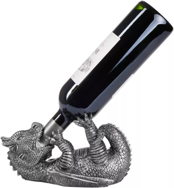 Dragón Figura Divertida Plata Portabotellas de Vino Soporte para una botello