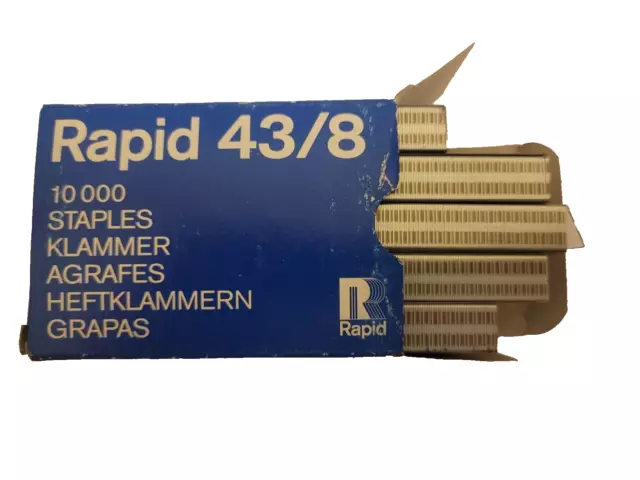 10,000 Rapid 43/8 Staples, 8mm length, R100E Staples