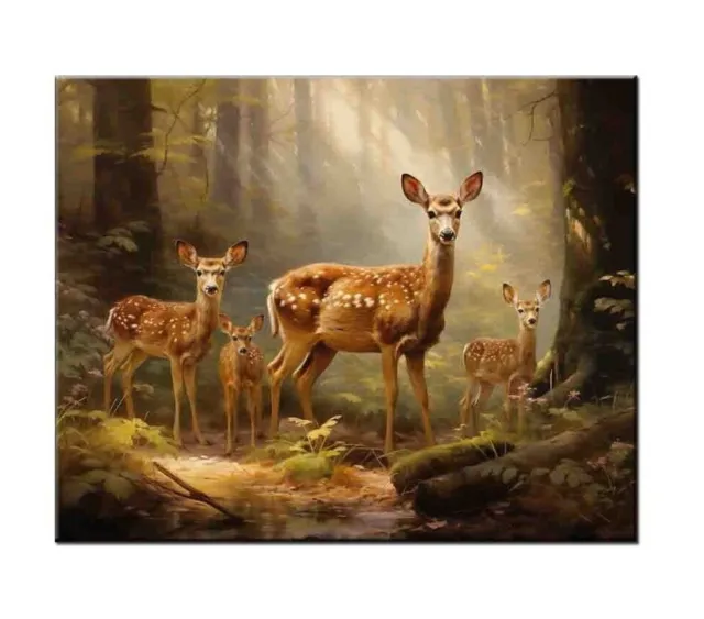 Home Art Wall Decor fallow deer family Oil Painting Picture Printed On Canvas