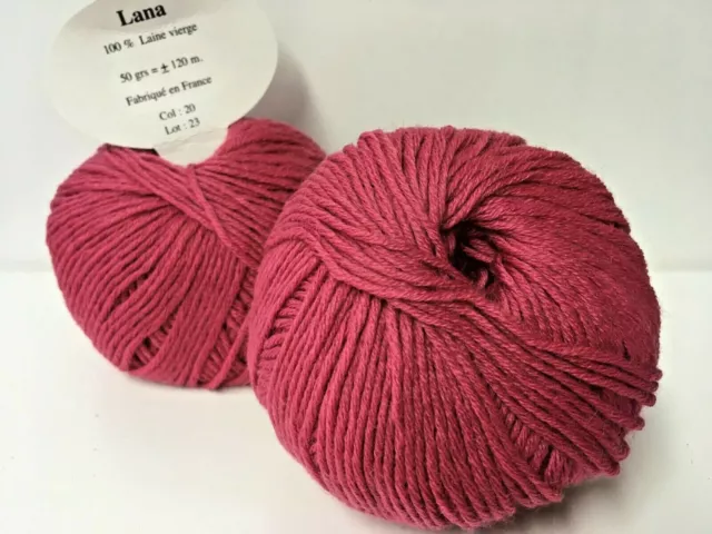 lot de 10 pelotes pure laine couleur rose 20  /  Fabriqué en FRANCE