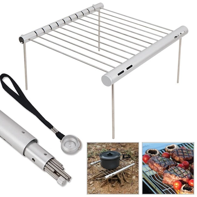 EDELSTAHL CAMPING GRILL Klappbar Holzkohlegrill Grillrost Minigrill Klappgrill EUR 15,99