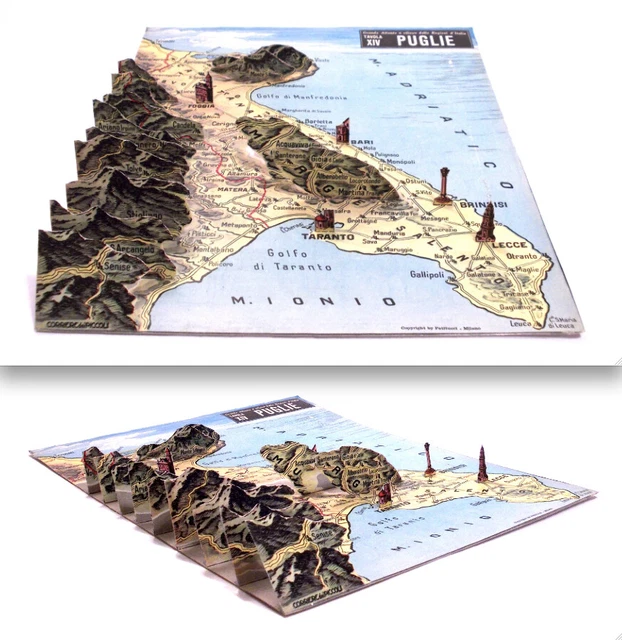 CARTINA A RILIEVO Regioni D'italia Tav. Xiv Puglie Corriere