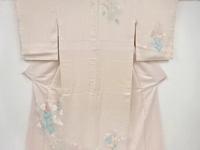 39746# Japanese Kimono / Antique Kimono / Embroidery / Floral Plants