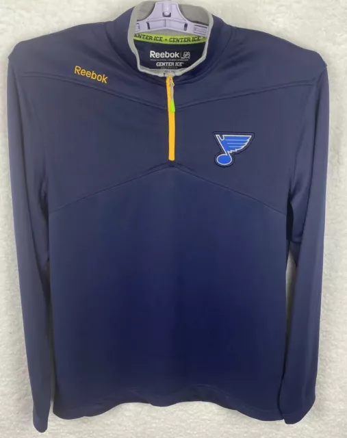 St.Louis Blues Reebok Center Ice Collection 1/4 Zip Pullover Size M NHL Hockey