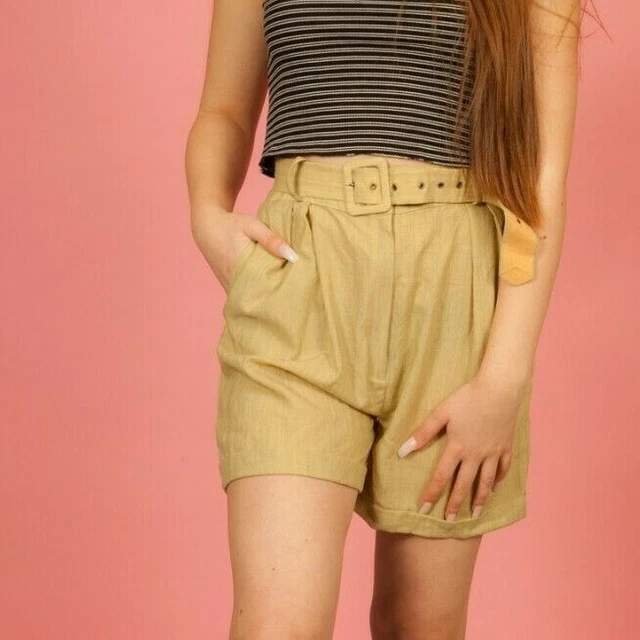 Pantaloncini vintage vita alta stile safari con cintura abbinata