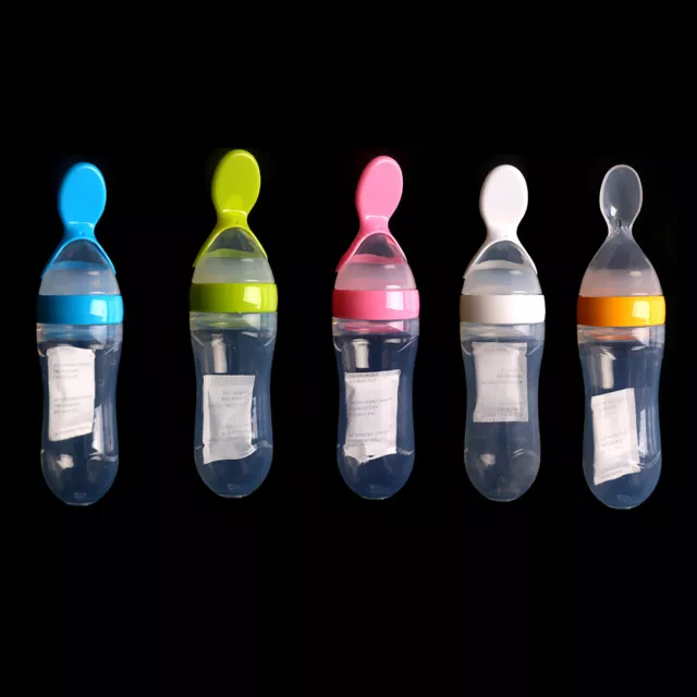 Baby Silicone Squeeze Feeding Bottle With Spoon Food Rice Cereal Feeder Tool DTM 2