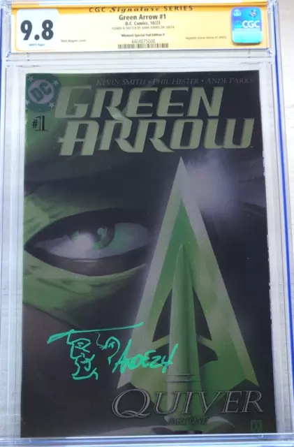 Green Arrow #1 WHATNOT FOIL VARIANT CGC SS 9.8 signed SKETCH Ande Parks NM/MT