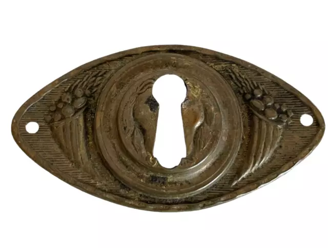 Antique Art Nouveau Brass Escutcheon Keyhole Cover Cabinet Box Furniture Door 15