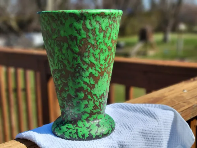 Old Large Arts & Crafts Mission Weller Coppertone Art Pottery Trumpet Vase Crisp