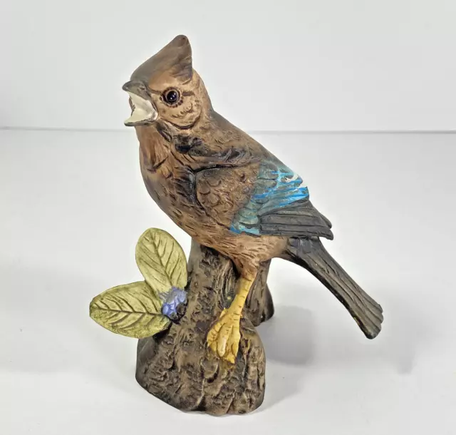 Vintage Otagiri Japan Bird Ceramic Figurine Hand Painted on Tree Branch Brown