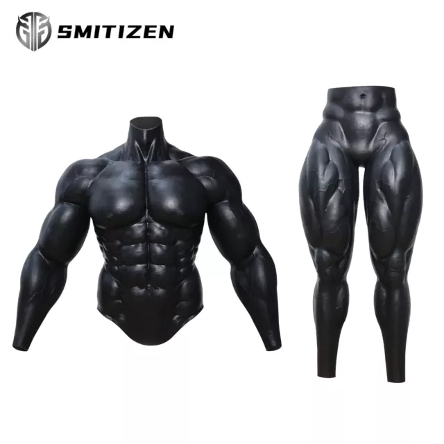 SMITIZEN Silicone Black Upgraded Muscle Suit + Realistic Muscle Pant Fake Abs