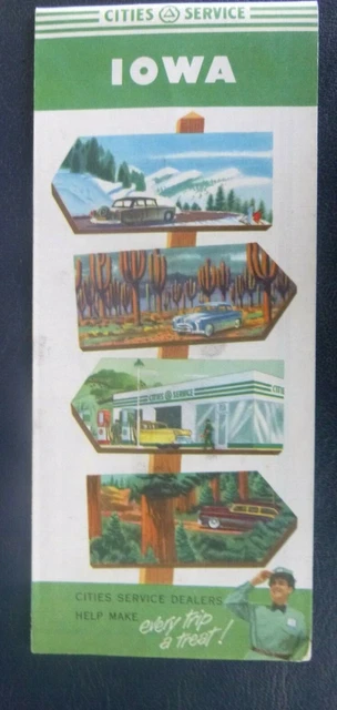 1955  Iowa road map Cities Service gas