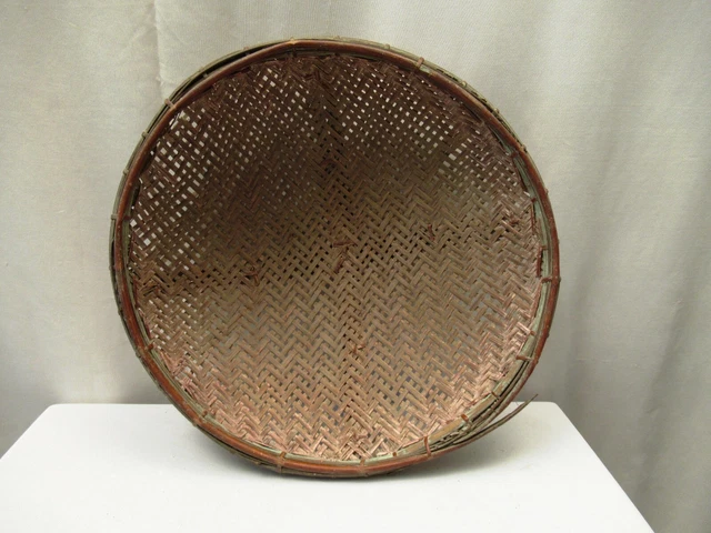 Antique Burmese Basketry Sieve For Rice And Sesame Farmhouse Kitchen Utensil "1 5