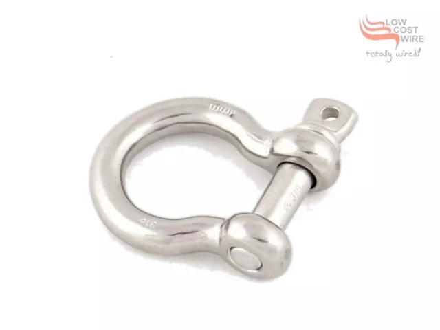 2 Pak of Safety Chain D Shackle STAINLESS STEEL 8mm G316 Bow Shackle 2