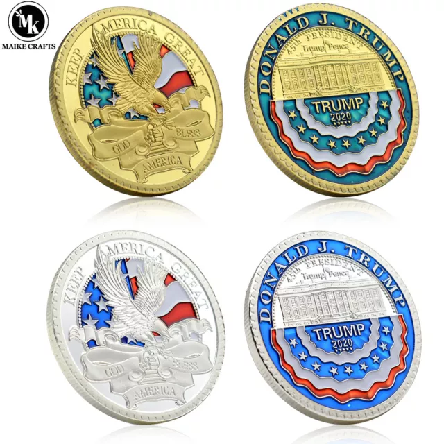 2 pz/set 2020 45° presidente degli Stati Uniti Donald J. Trump collezione di monete commemorative