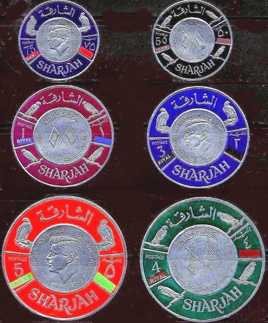 SHARJAH/UAE/ARABIA 1966 KENNEDY (COINS) o/PRINT Mi#310-15 MNH CV.17.00 €
