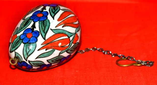 Osterei,Keramik,bemalt,Blumendekor,an Kette, L : 8 cm