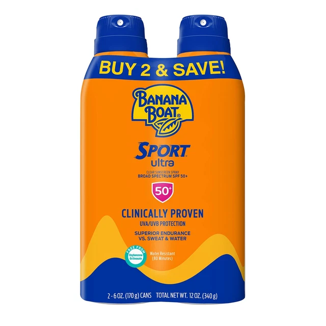 Protector solar Banana Boat Sport Ultra SPF 50 resistente al agua, 6 oz (paquete de 2)